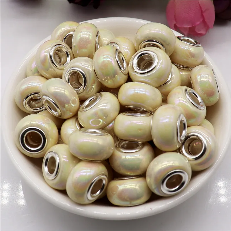 10 шт Ассорти AB Круглый сердечник Европейские Бусины-разделители амулеты