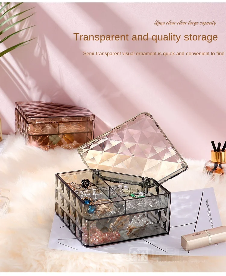 

zq Large Capacity Jewelry Storage Box Dustproof Sorting Earrings Necklace Jewelry Box
