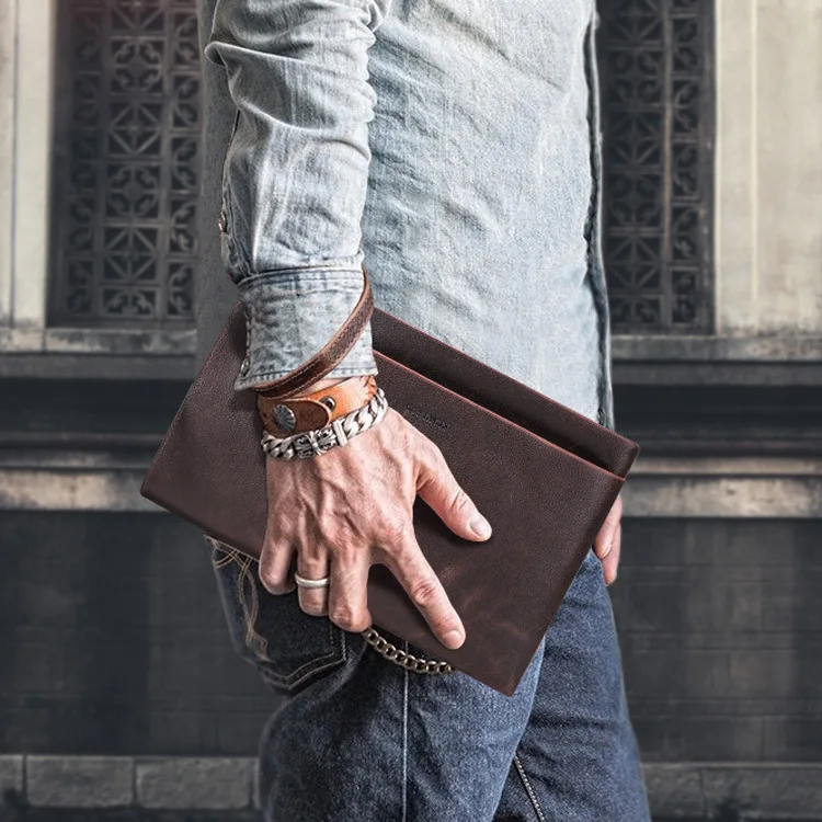 

Handbag Men's Organizer RFID Wallets Phone Pocket Business Genuine Leather Purse Card Holder Coin Pocket Male Billetera