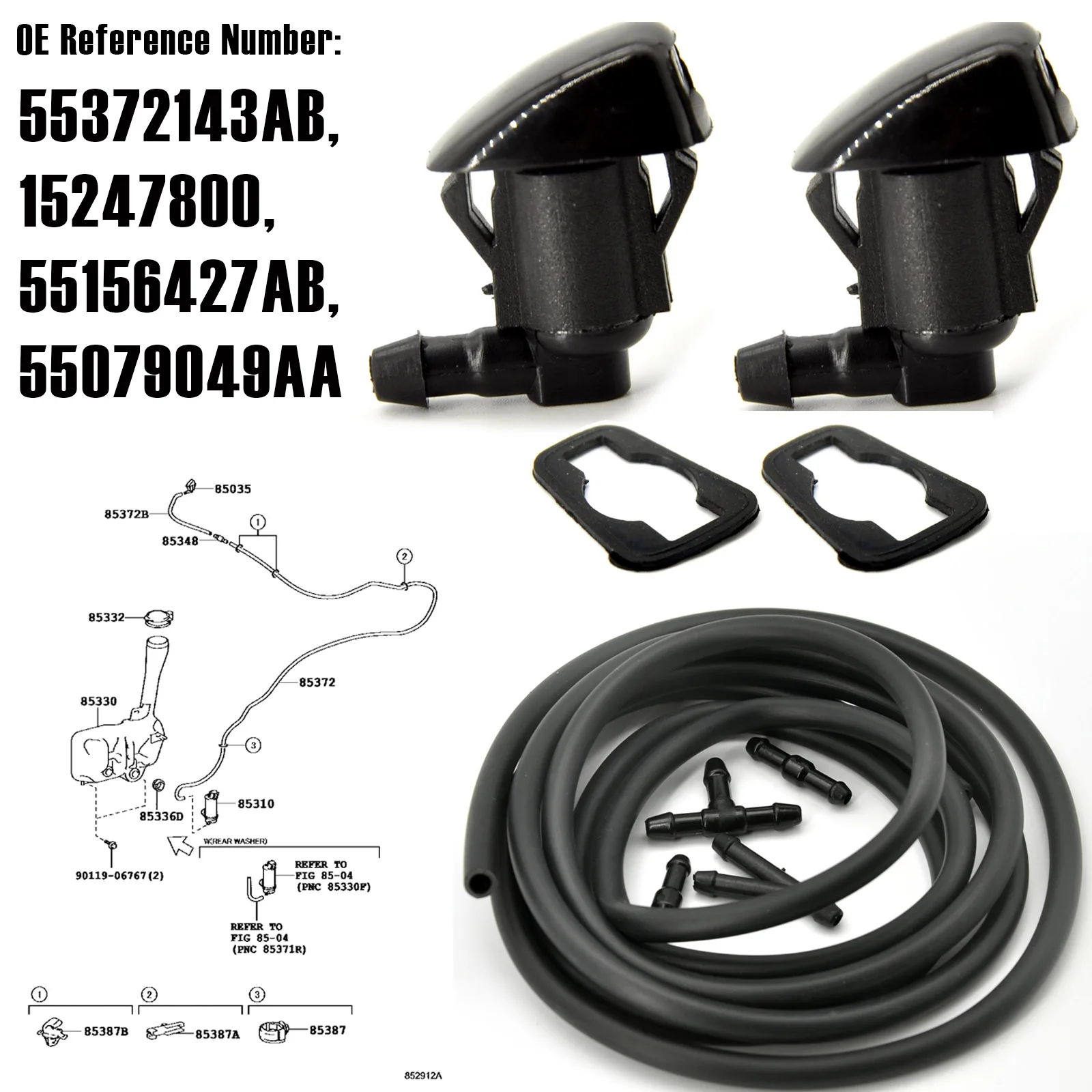 Насадки стеклоочистителя с двумя форсунками для переднего стекла Jeep Grand Cherokee 2005-2016, Chevy Malibu 2005-2013, Pontiac G6 2005-2010 и выше.