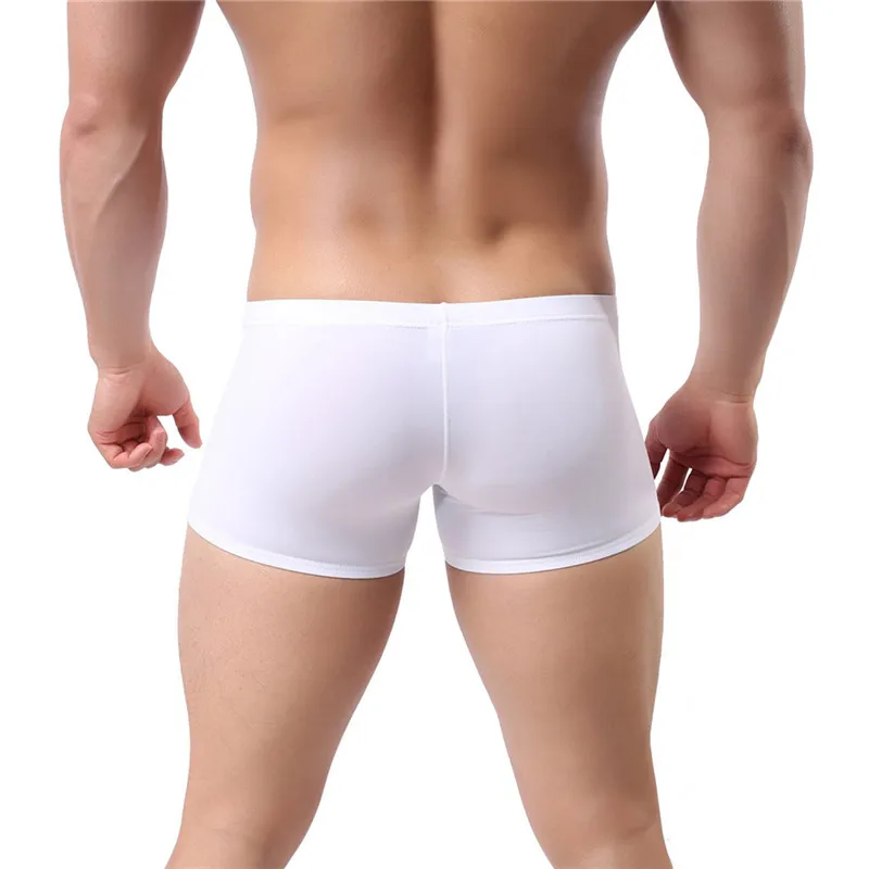 Трусы боксеры мужские прозрачные из вискозы пикантное нижнее белье с длинным