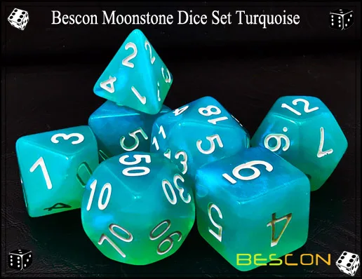 Turquoise Bescon Набор кубиков из лунного камня, Bescon многогранные игральные кости для ролевых игр с эффектом лунного камня павлин синий, бирюзовый, фиолетовый жемчуг - Цвет: Turquoise