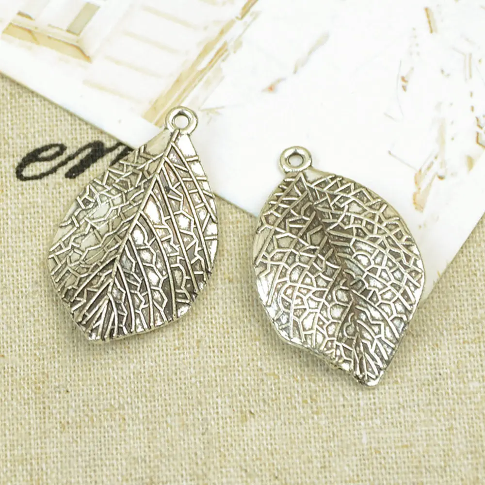 

4pcs 34x20mm Maple Leaf Accessories For Earrings Antique Silver Color