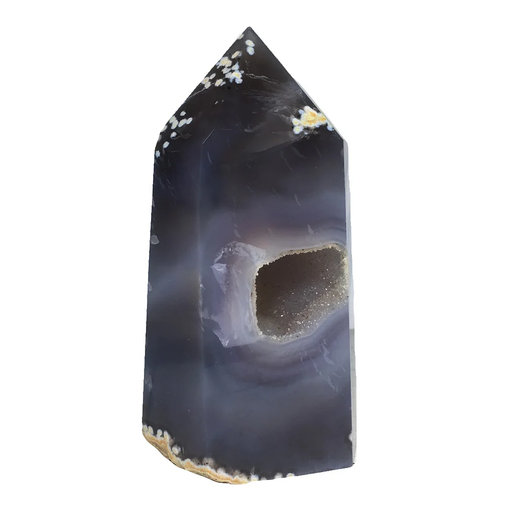 Натуральный башня Агат геодезический кварц Кристаллы Образца домашнего