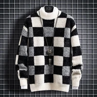 thick cashmere sweater men tops turtleneck winter male plaid pullovers comfortable mens christmas sweaters keep warm pull homme