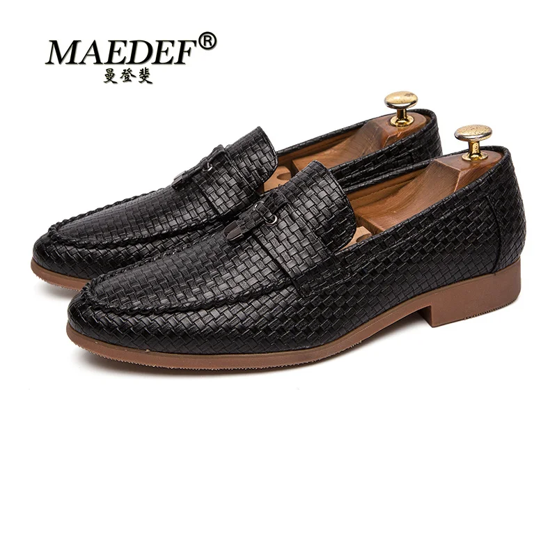 

Мужские модные туфли MAEDEF, офисная обувь, новинка 2021, повседневные дышащие кожаные лоферы, мокасины для вождения, удобная Свадебная обувь