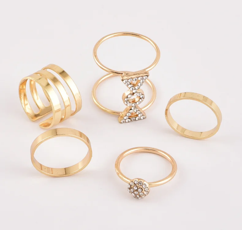 

5 Pcs/Set Women's Personality Full Rhinestone Joint Ring Combination Set