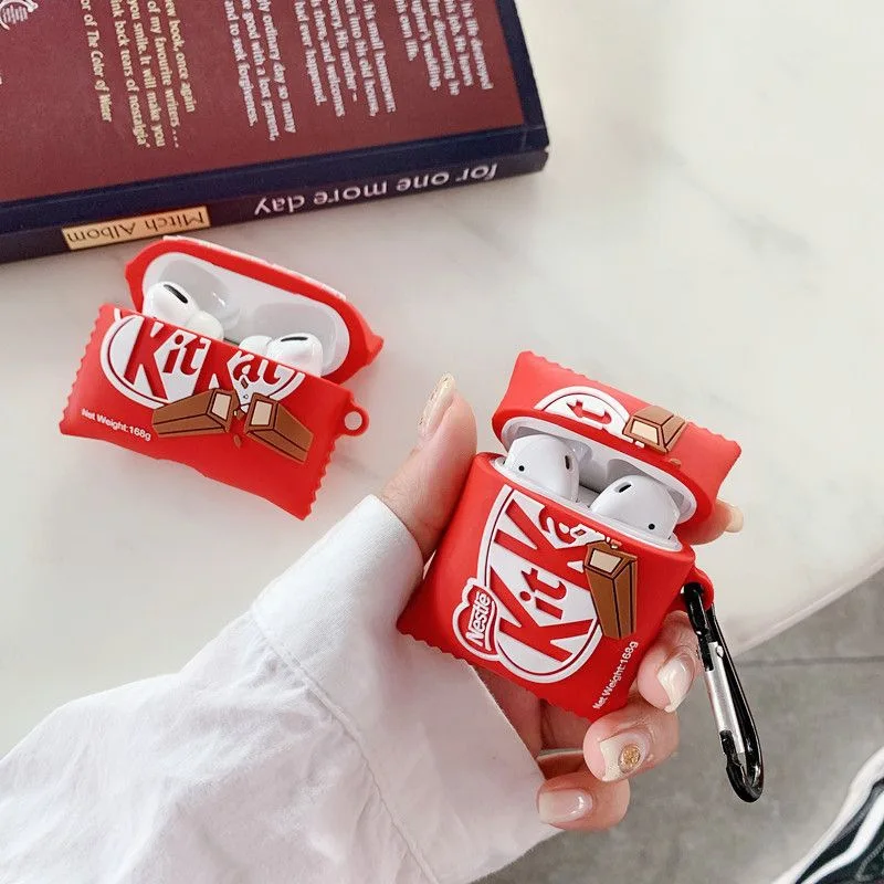 Чехол с мультяшными наушниками для Airpods Pro AirPods 1 2 3D Funny Kitkat Chocolate Bluetooth наушники