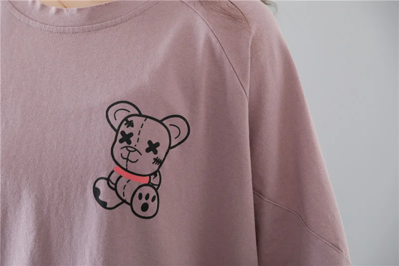 

2021 Summer New Cotton Plus Size Loose Casual Ladies T-shirt Women Korean Printed Half Sleeve Ladies Top Fashion Simple Tee