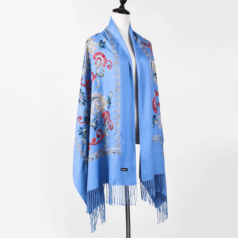 Абсолютно Новый Женский вышитый кашемировый шарф в этническом стиле тотемный