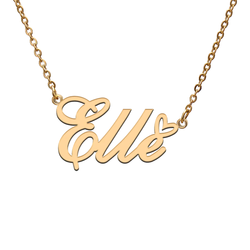 

God with Love Heart Personalized Character Necklace with Name Elle for Best Friend Jewelry Gift