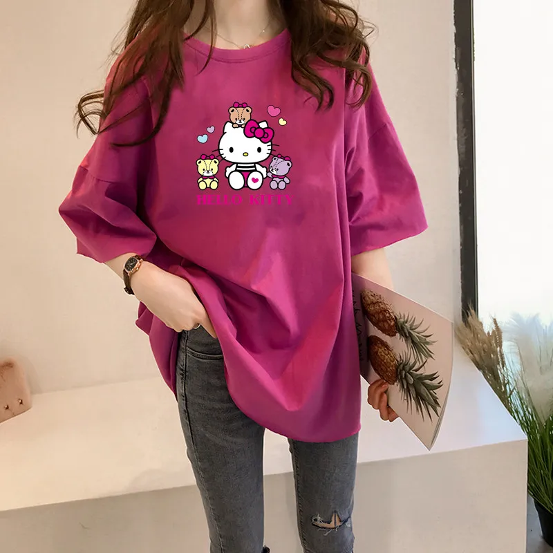 Y3070 hello kitty 2020 новые женские футболки повседневные Harajuku Love топы с принтом Летняя
