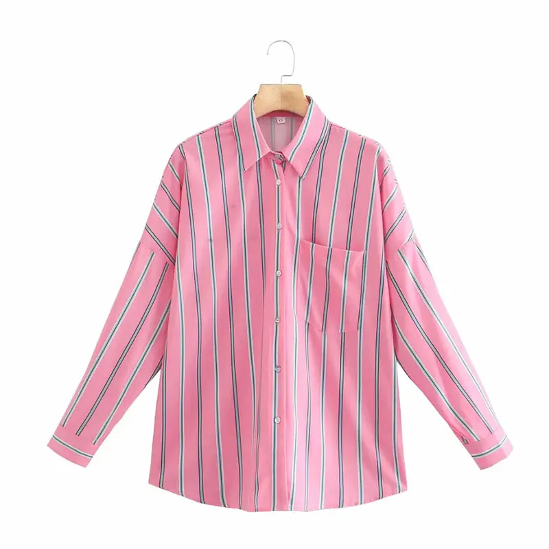 

Женская винтажная Свободная рубашка Nlzgmsj Za 2021 в полоску с длинным рукавом, осенняя шикарная Женская Повседневная Свободная рубашка 202107