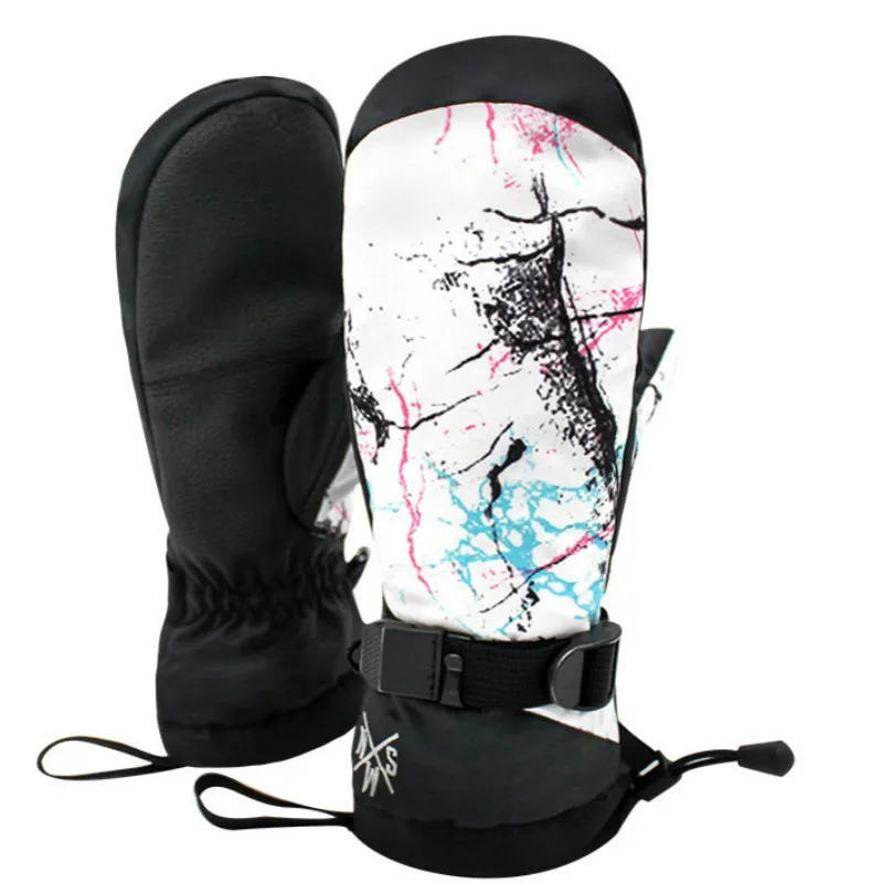 SMN лыжные перчатки с цветным мраморным узором для мужчин и женщин зимние
