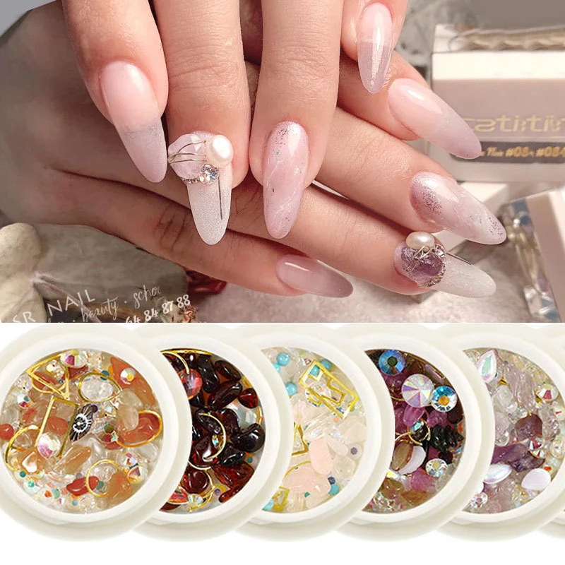 

1 Box Mixed 3D Rhinestones Nail Art Decorations Crystal Gems Jewelry Gold AB Shiny Stones Charm Glass Manicure Accessories