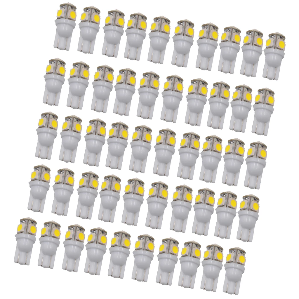 50 шт. универсальные белые светодиодсветодиодный лампы T10 W5W 168 194 5050 5SMD 6000K |