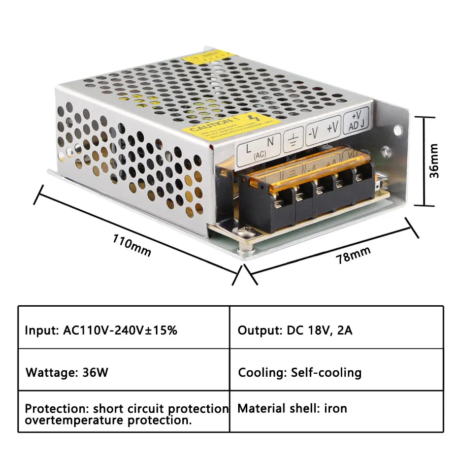 18 в Светодиодный источник питания переменного тока 110 В до 220 постоянного 2A 3A 5A 10A