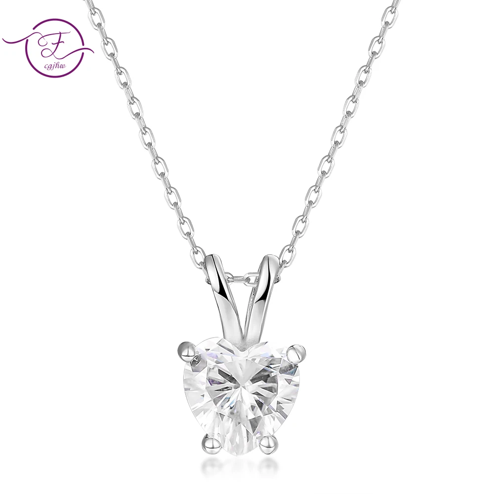 

Женское ожерелье из серебра 925 пробы, с муассанитом в форме сердца