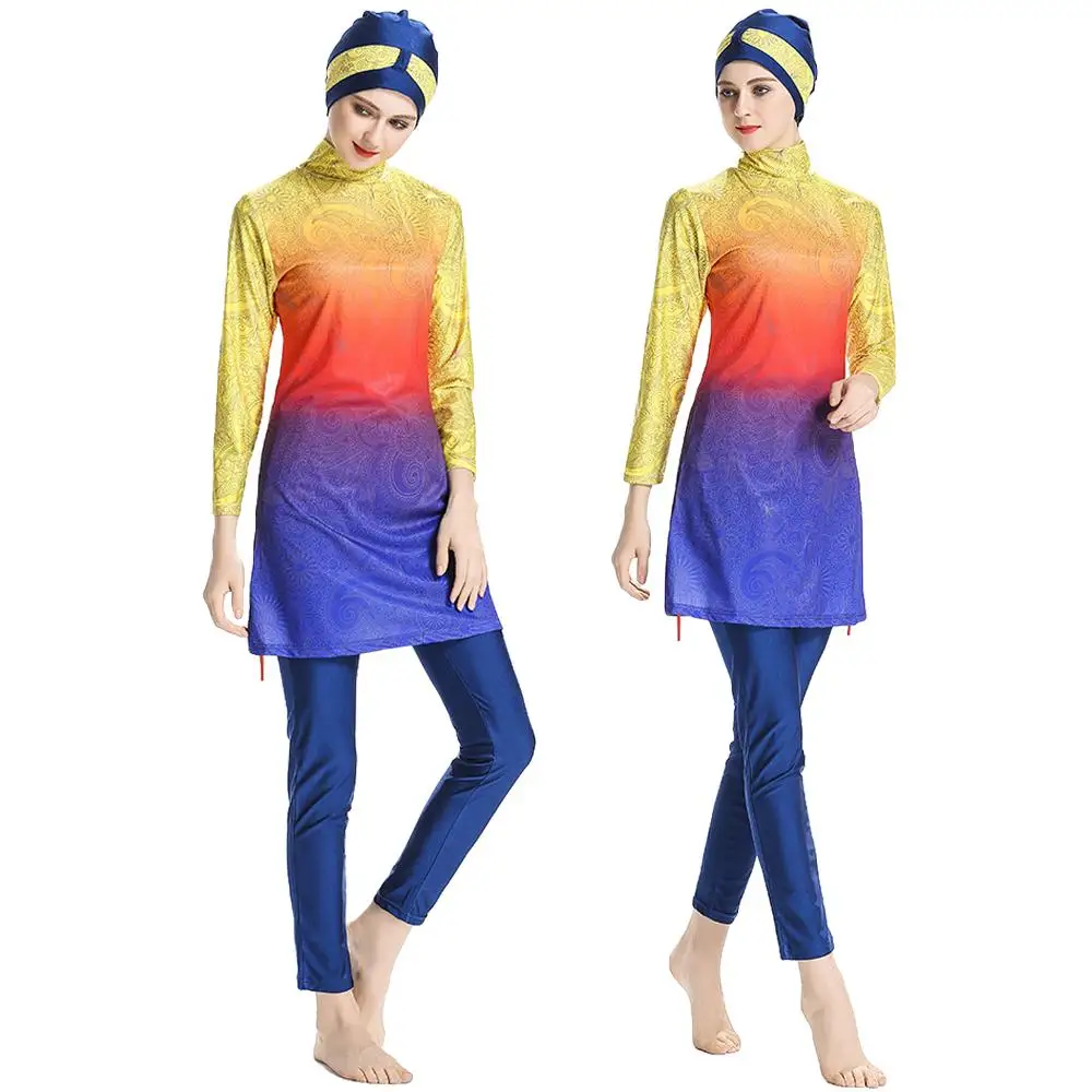 Женские Исламские мусульманские костюмы с полным покрытием скромный купальник