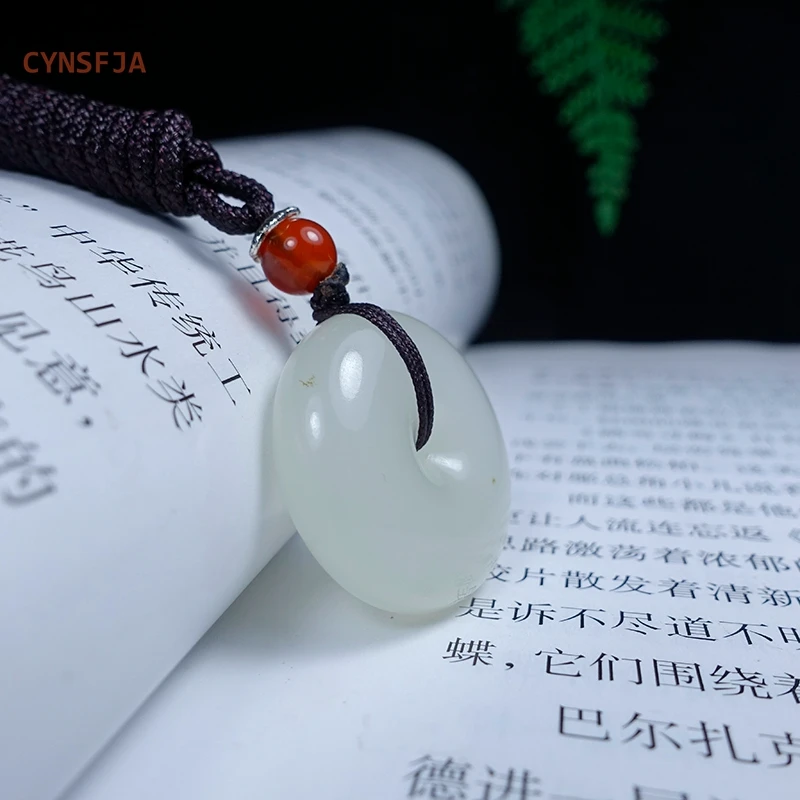 

CYNSFJA Real Rare Certified Natural Hetian White Jade Lucky Amulets Peace Buckle Jade Pendant Classical High Quality Best Gifts