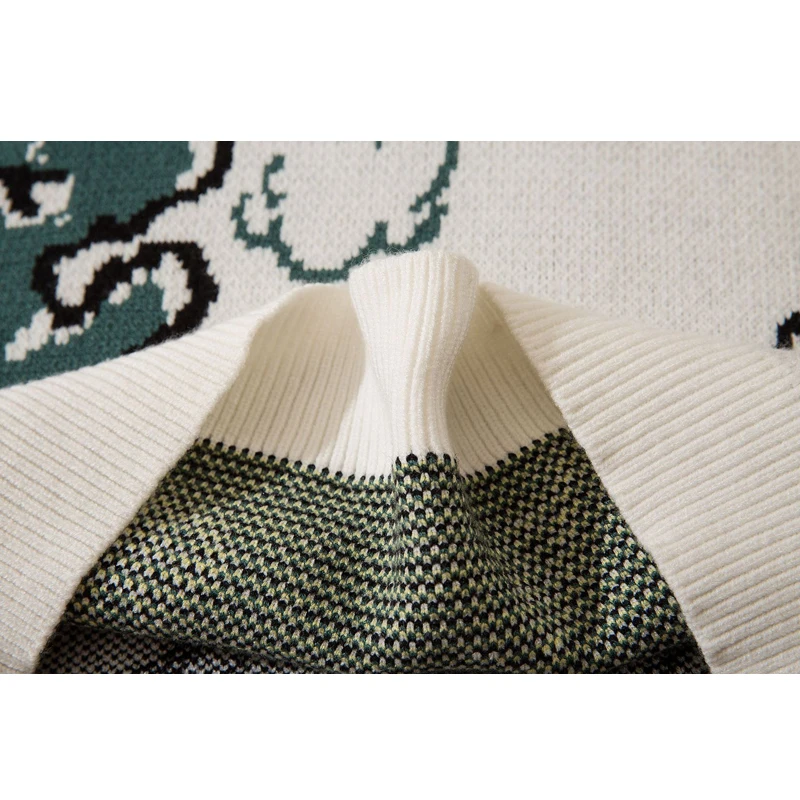 Вязаный свитер в стиле Харадзюку мужской модный пуловер с мультяшным рисунком