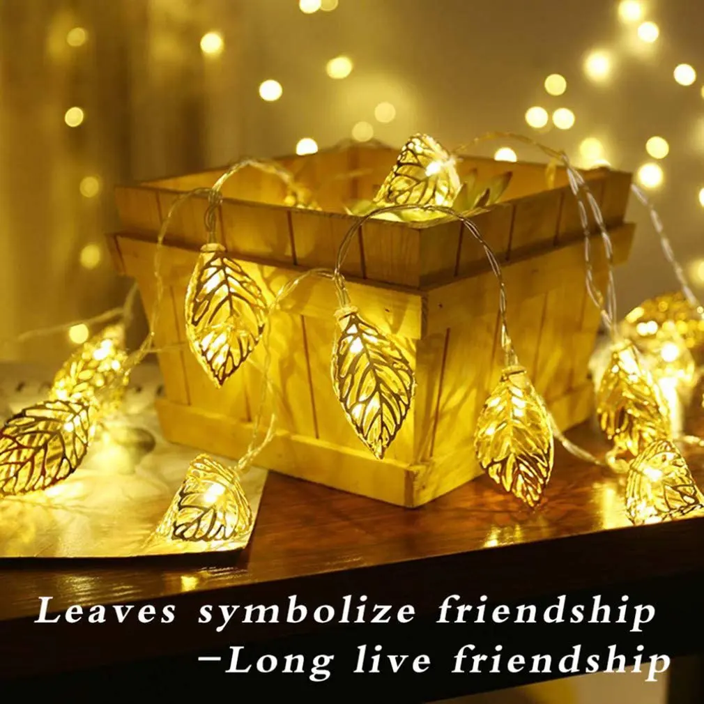 

Gold Leaves String Lights 10 Lights Decorative LED Lights For Wedding Christmas Birthday Holiday Room Courtyard Party Light