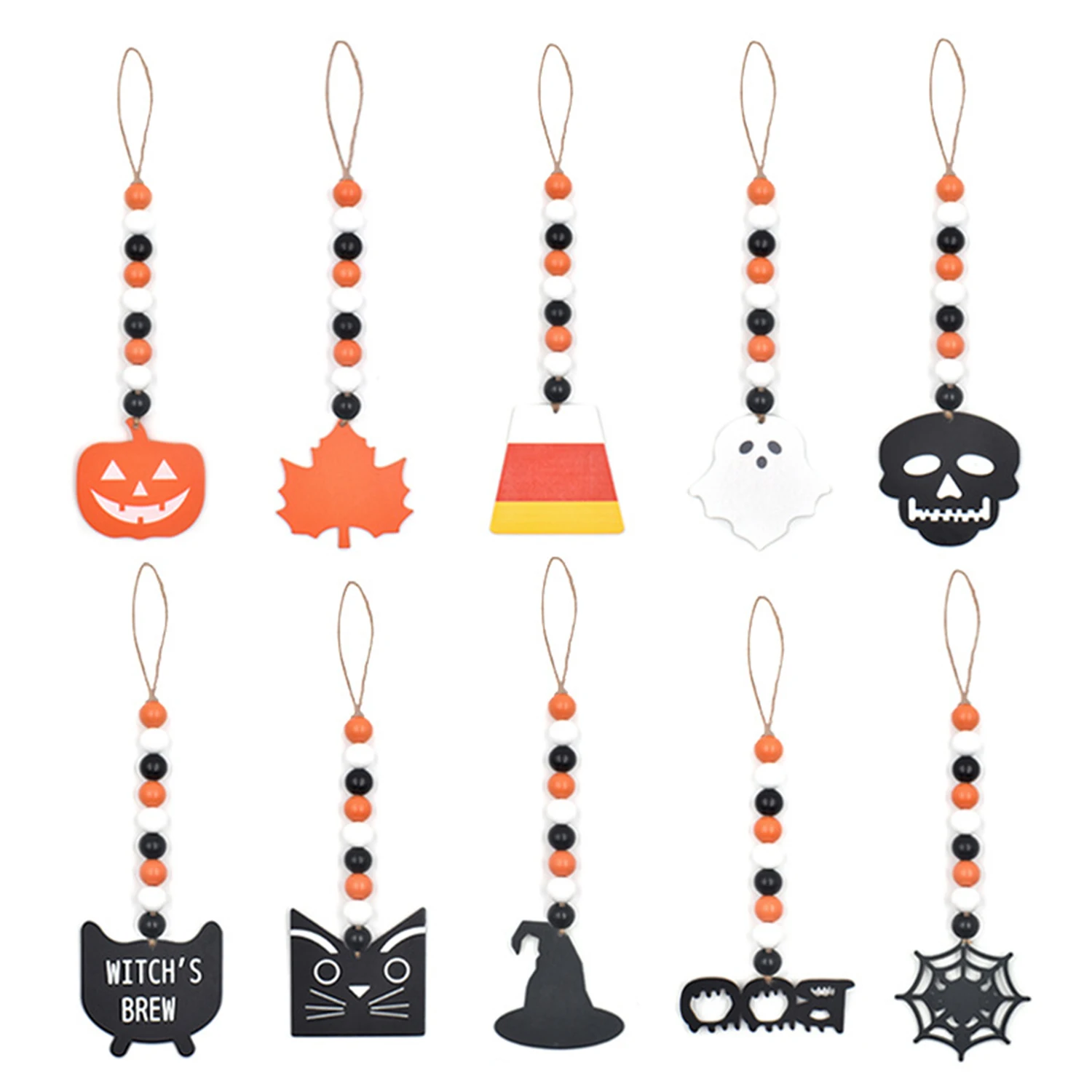 halloween decoration wooden bead wood chip pendanthalloween party supplies decor for home wall or door wooden hanging ornament free global shipping