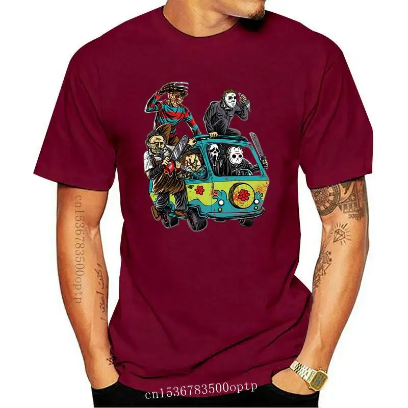 

Футболка мужская с коротким рукавом, смешная рубашка с рисунком пейзажа «ужасы», тематического парка маниак, клоуна Джейсона, на Хэллоуин, л...