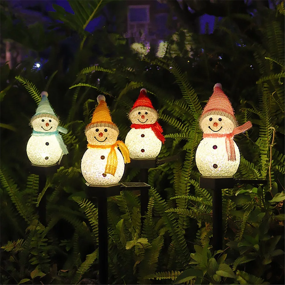 

Outdoor LED Solar Lawn Lamp Snowman Christmas Decoration Waterproof Garden Yard Pathway Stake Lights Decor For Home