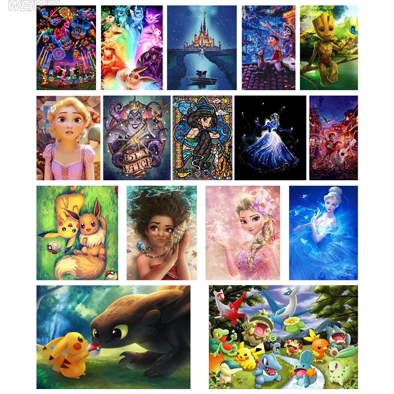 

Anime Diamond 3D Diy Cartoon Beautiful Princess Mosaic Full Square / Round Diamond Home Decoration Handmade Gift