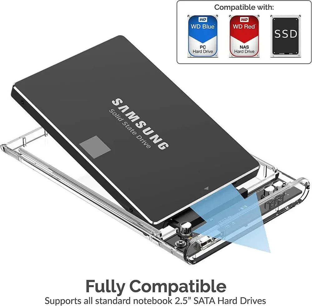 Прозрачный чехол Zeadow для внешнего жесткого диска 2 5 дюйма с USB 3 0 на SATA Корпус SSD