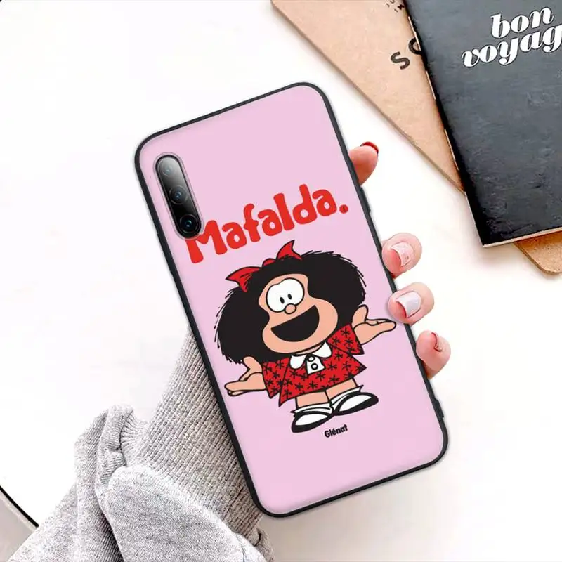 

Hot Mafalda Black Silicone Phone Case For Redmi S2 4X 5 5A Plus 6 6A 7 7A 8 8A 9 9A Cover