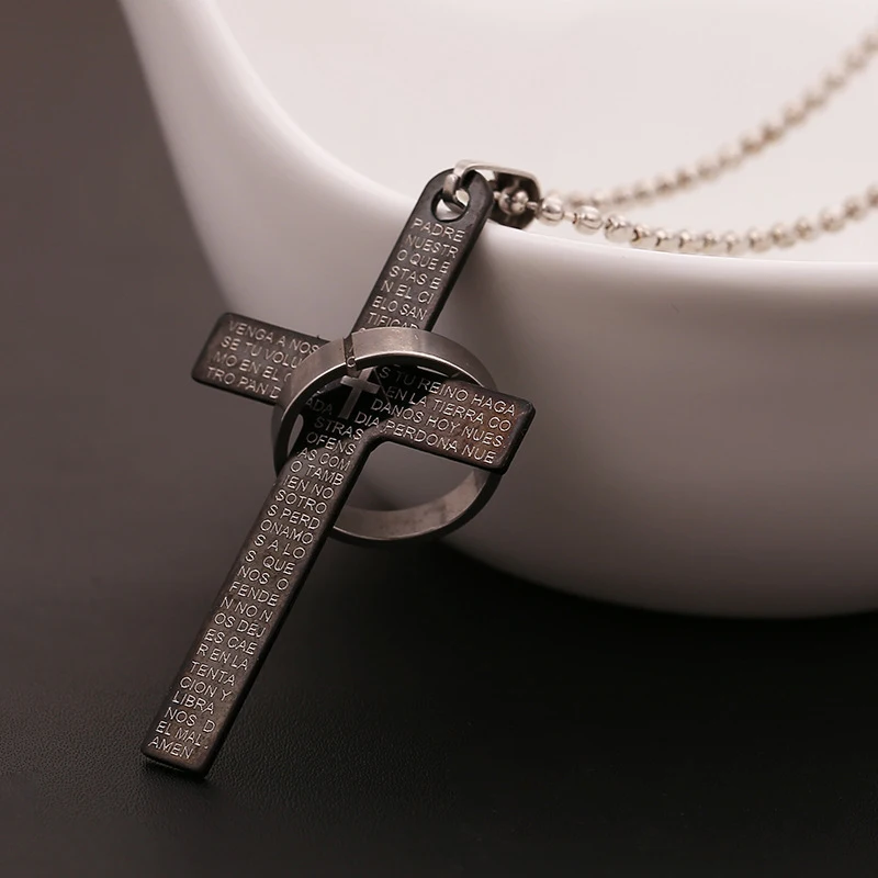 Новый Модный кулон из нержавеющей стали христианская Библия молитвенный крест