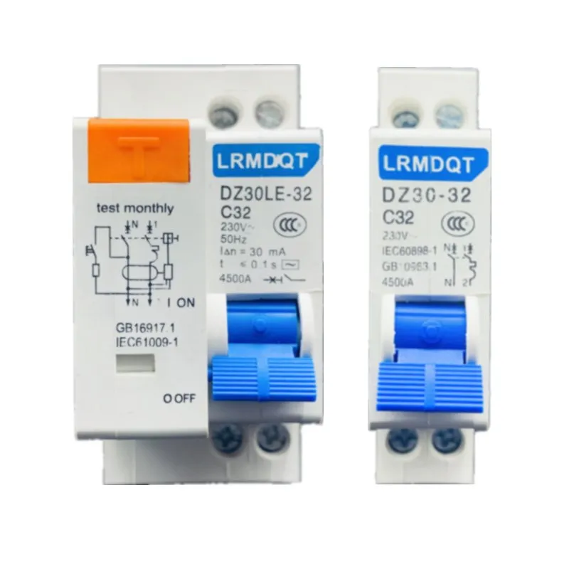 

DPNL DZ30LE-32 1P+N 32A 230V 220V 50HZ 60HZ Residual Current Circuit Breaker With Over Current And Leakage Protection RCBO
