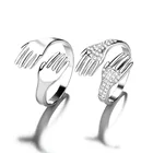 Обручальное кольцо с фианитами, обручальное кольца для мужчин и женщин с кристаллами, открытая манжета, регулируемое винтажное ювелирное изделие, парные кольца для влюбленных