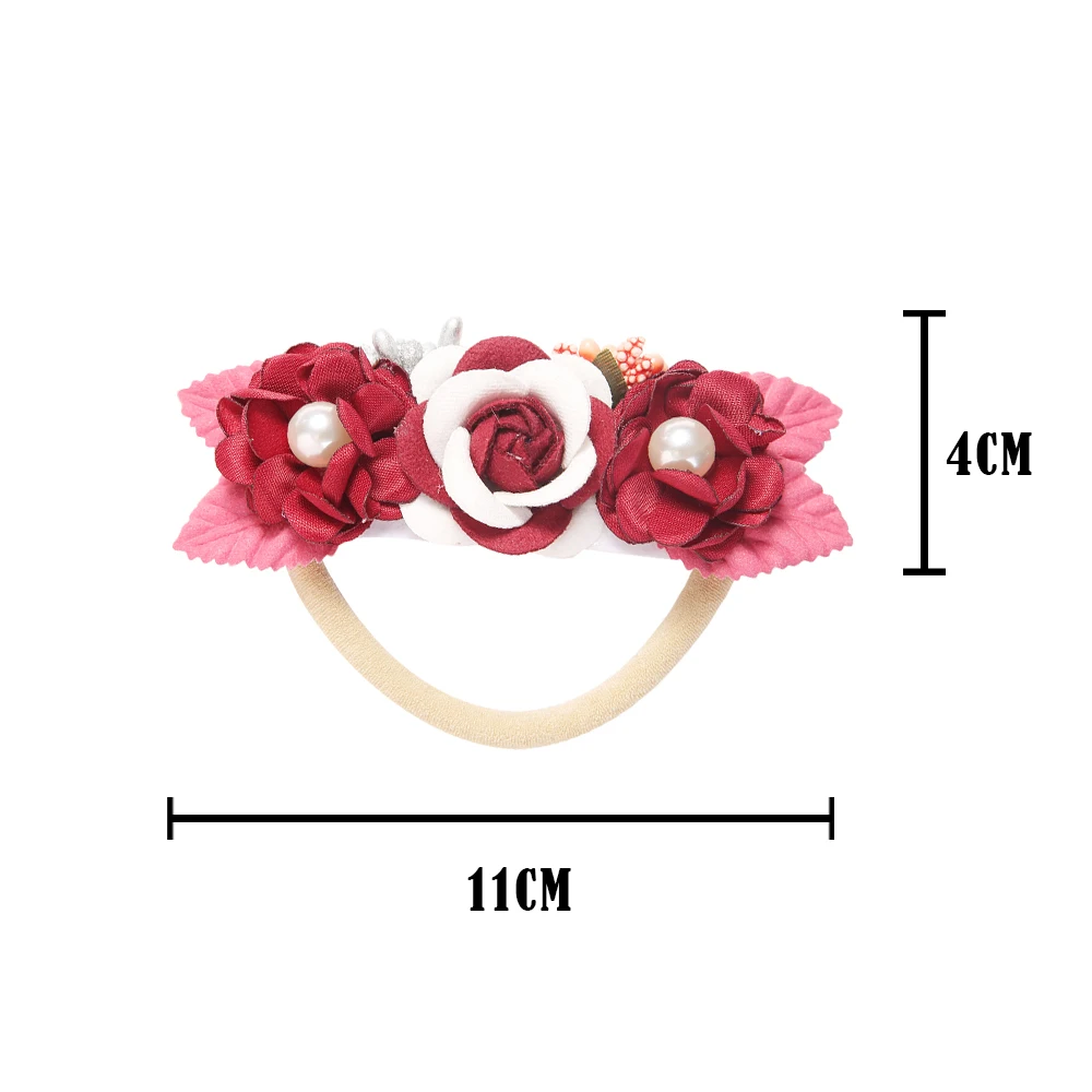 Newborn Baby Headband Flower Bows Pearl Girls Hairband Fashion Nylon Elastic Hair band For Kids Toddler Accessories | Детская одежда и