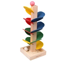 wooden educational toys ball leaf tower building blocks for kids petal slide track labyrinth ball game children gift baby toys