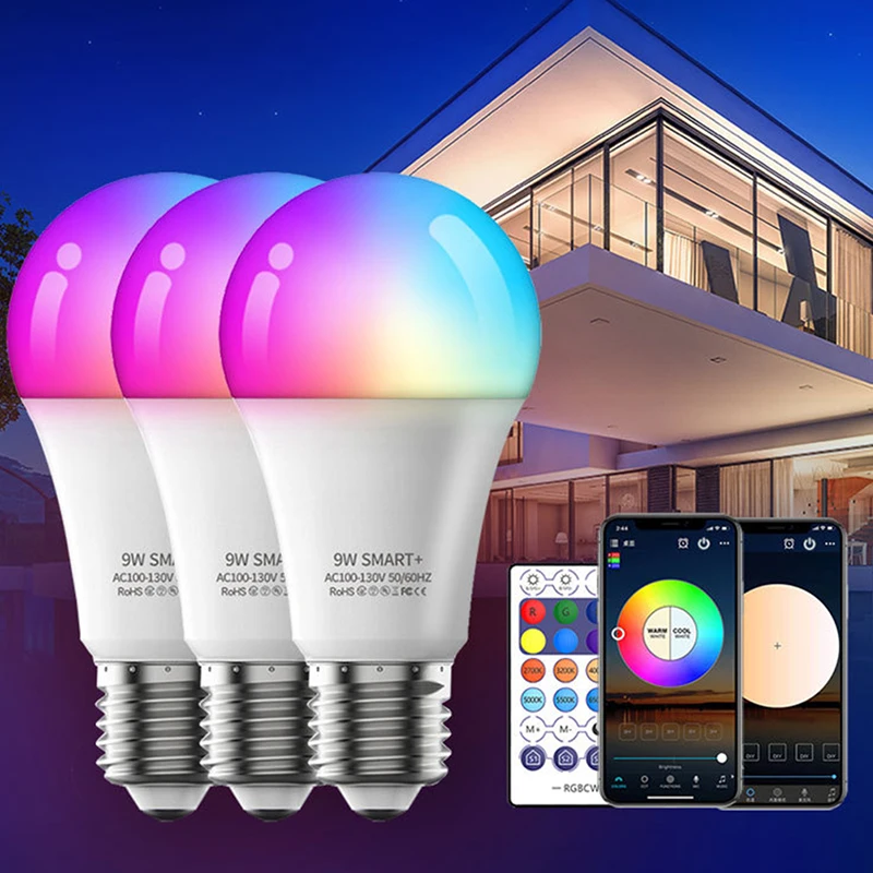 

Wifi Smart LED light Bulb 9W E26 900LM RGBW Dimmable for Alexa/Google Home