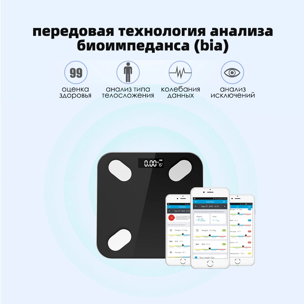 Умные весы для ванной комнаты с Bluetooth измерения веса тела Цифровые жира в