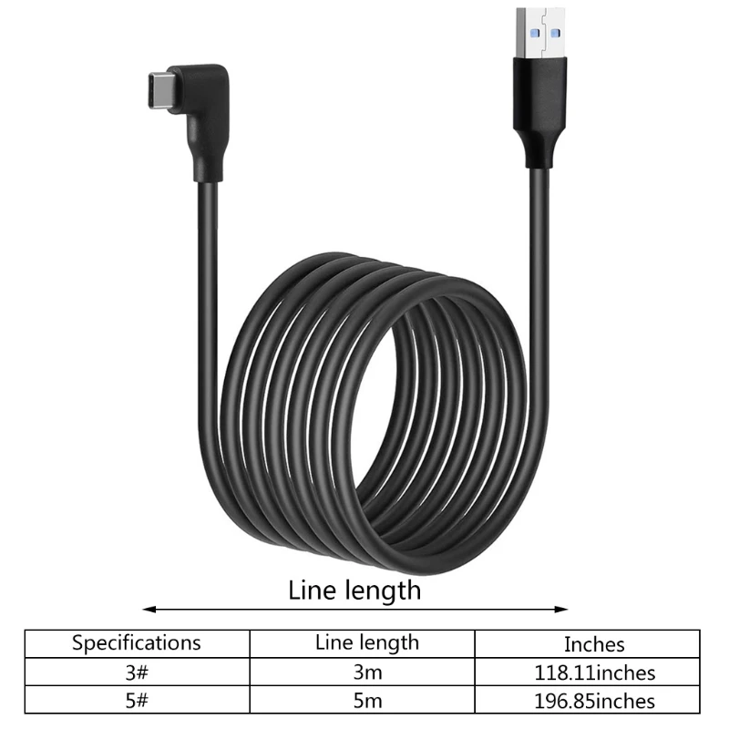 

5mvr Accessory Data Cable for Oculus Quest 2 Charging Cable Interface VR USB 3.0 Type C High-speed Data Transmission