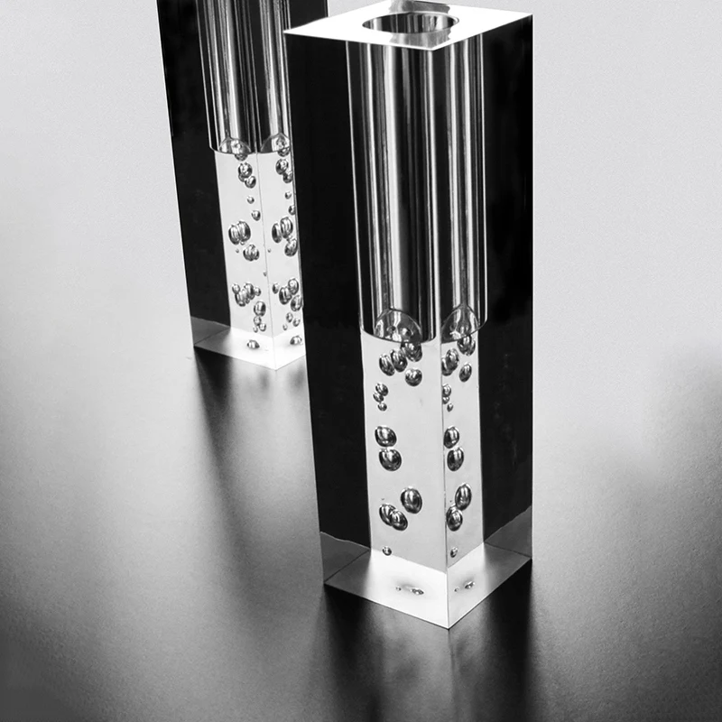 Скандинавская акриловая ваза квадратная колонна стеклянная пузырчатая