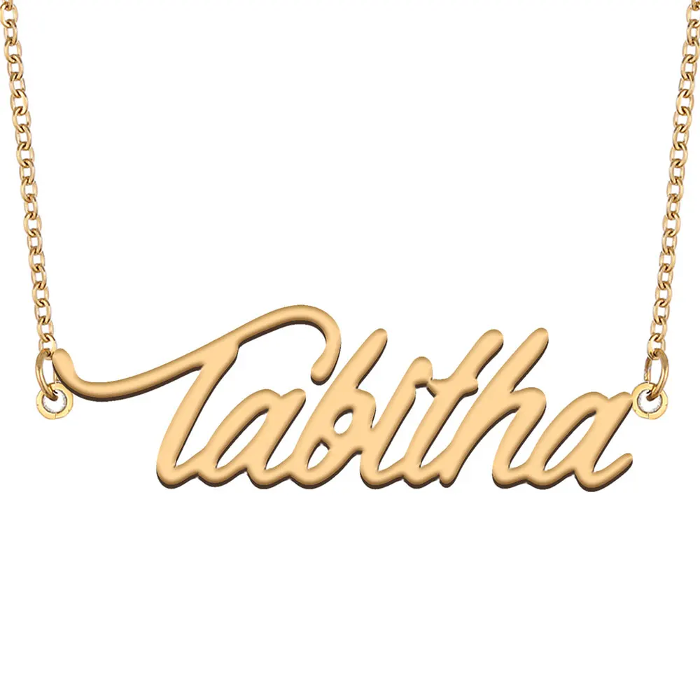 

Tabitha Name Necklace for Women Stainless Steel Jewelry Gold Plated Nameplate Pendant Femme Mother Girlfriend Gift