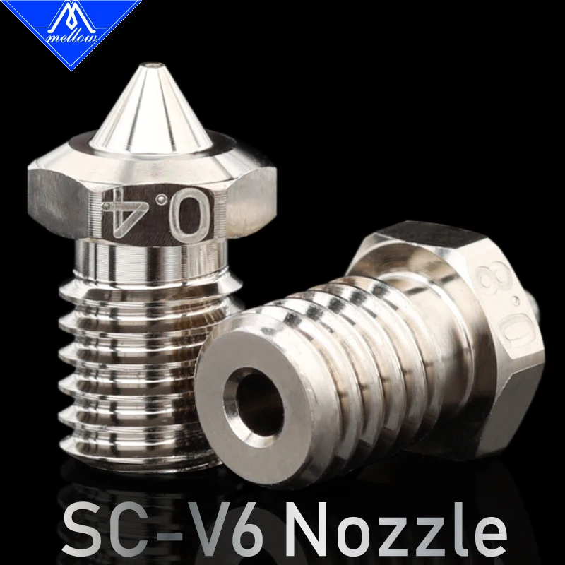 

2023 Mellow High Performance SC-V6 Plated Copper Nozzle Durable Reduce Stick For 3D Printer Nozzles M6 V6 Dragon Hotend / Voron