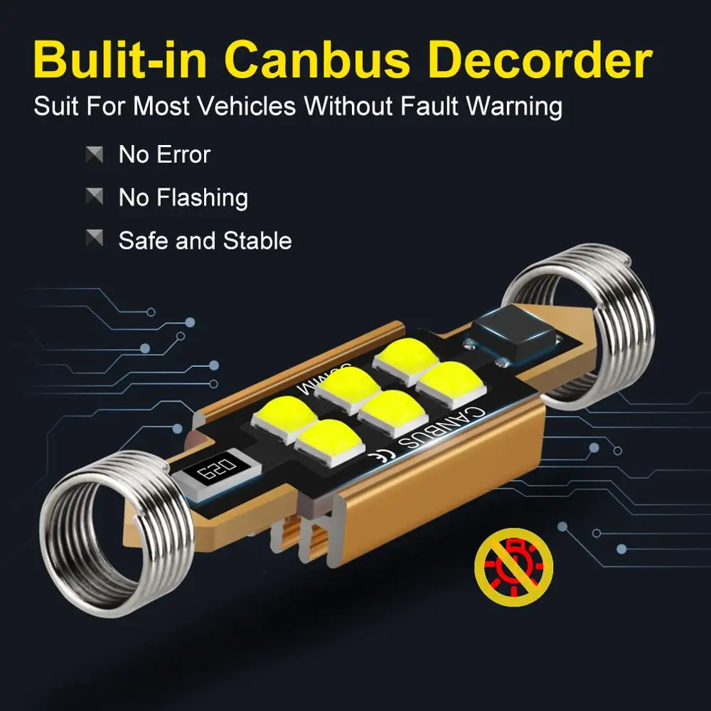 Лампа Canbus C5W C10W Festoon светодиодный 31 мм 36 39 41 3030 фишек белый лед синий автомобильные