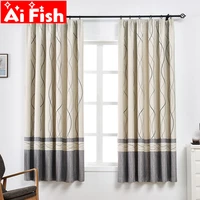 gray stripe modern window curtain blackout short curtain for living room kitchen textile drapes bay window drapes pc0203