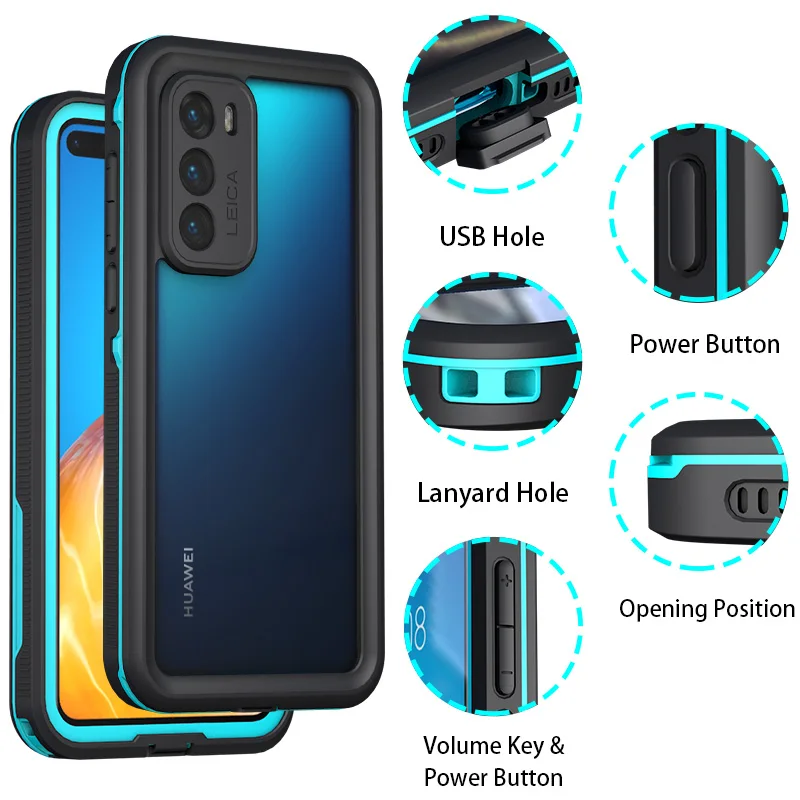 Водонепроницаемый чехол для Huawei P40 Pro P30 Lite противоударный силиконовый Mate 30 P20 |