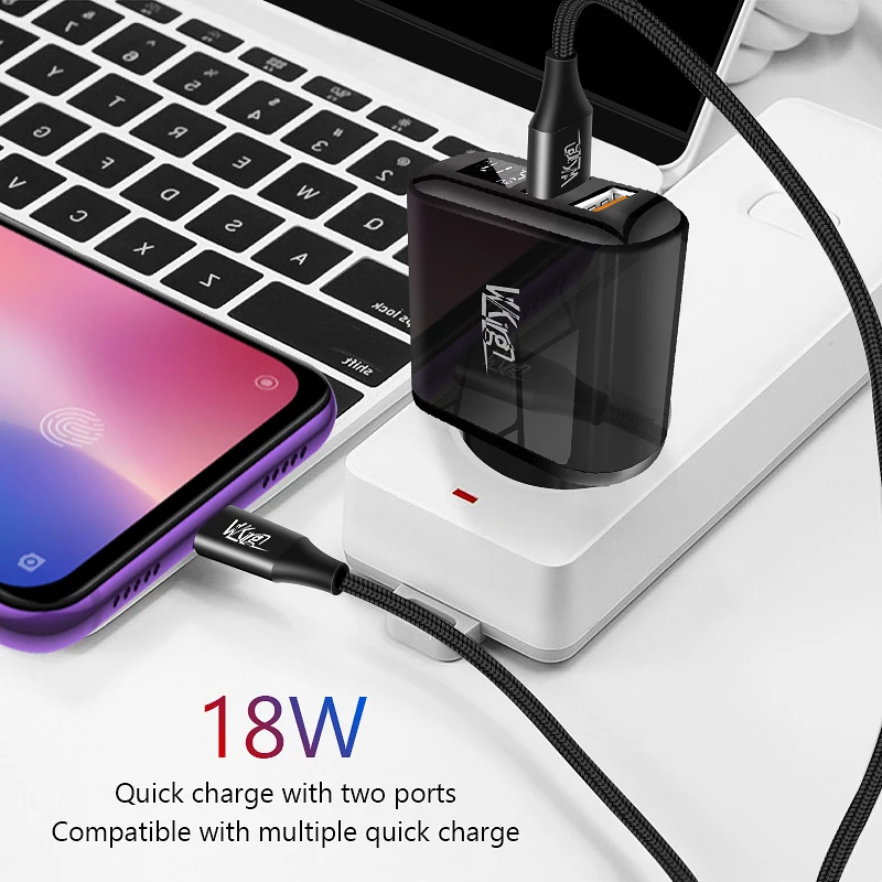 VVKing 2 USB зарядное устройство Quick Charge 3,0 18 Вт быстрое зарядное устройство HD Smart display EU Разъем для iPhone X samsung Xiaomi huawei QC3.0 зарядное устройство