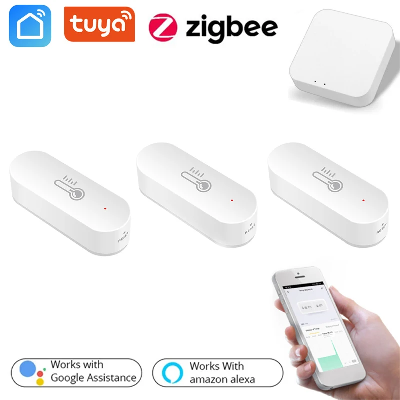

Датчик температуры и влажности Tuya Zigbee, умный термометр для дома, управление через приложение, поддержка Alexa Google Home