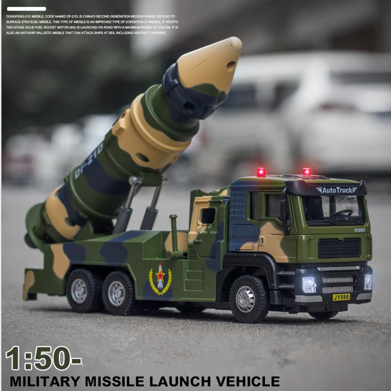 

New 1/50 Missile Rocket Transporter Alloy Military Vehicle Car Model Diecast Simulation Metal rocket Missile launching Car Model