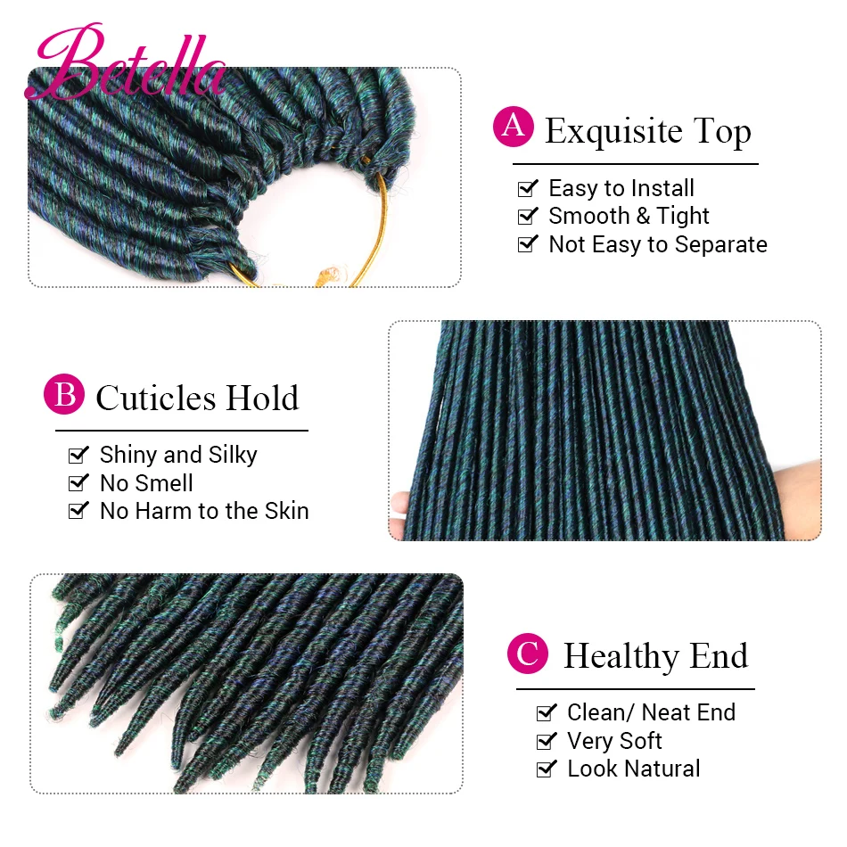 

Betella 18" Mix Color Green Blue Faux Locs Crochet Hair 16Strands Braiding Hair Goddess Locs Dreadlock Extensions Crochet Braids